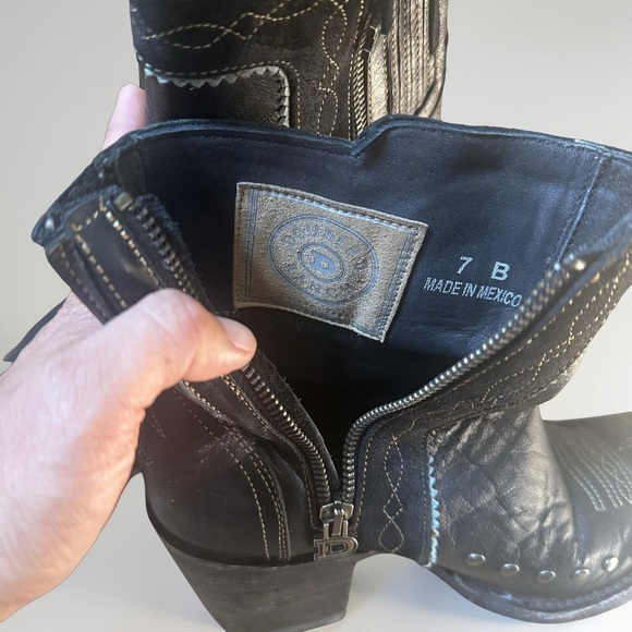 Double D by Old Gringo Apache Kid Black Ankle Leather Boots - Picture 6 of 8